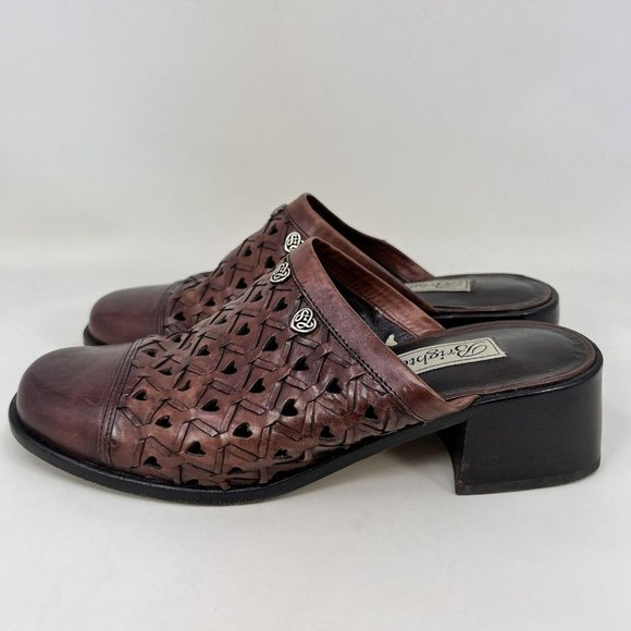 Brighton Fanny Leather Heart Mules Women’s Size 7 M - Picture 2 of 9